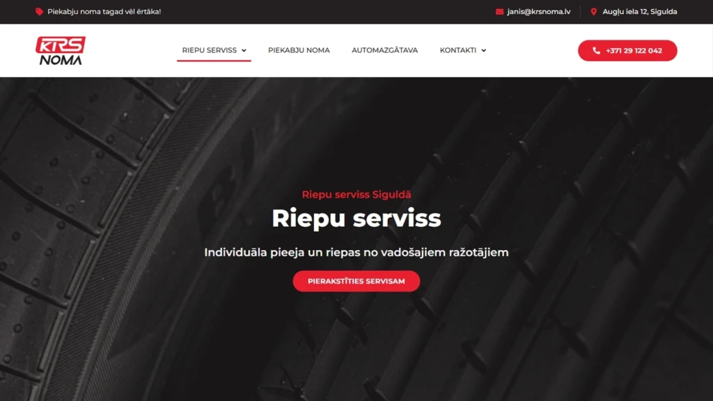 Uzņēmuma “KRS Noma” mājaslapa